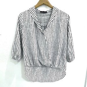 Black and White Small Striped Blouse from Kaii
